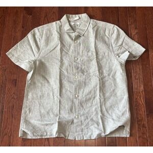 Madewell men's Short-Sleeve Shirt in Linen Green Large NWT